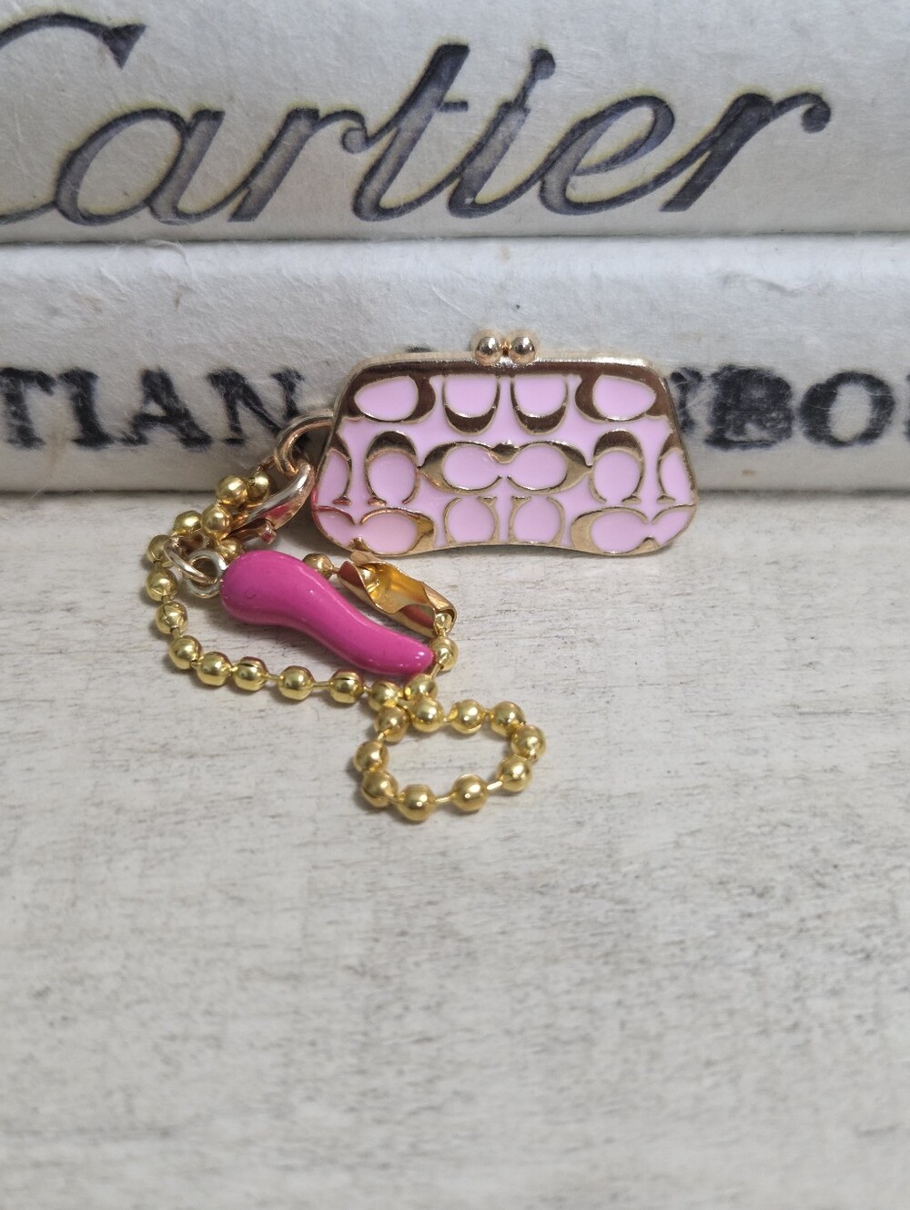 Y2K Pastel Pink Enamel Kisslock Purse Bag Charms - Brand New